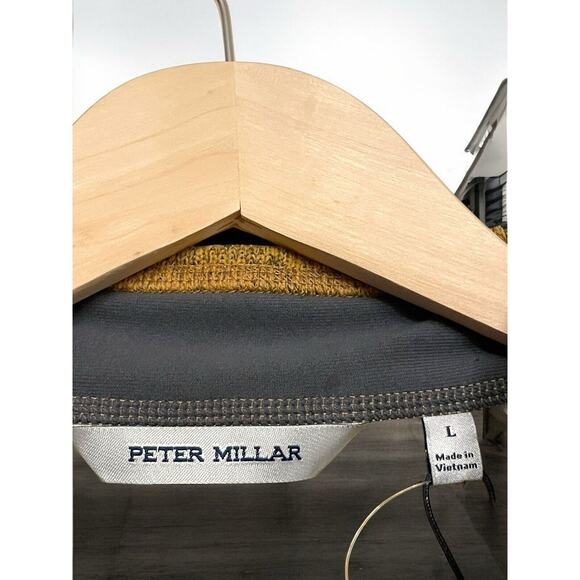 Peter Millar Sweater Vest Men Size Large Full Zip‎ Dijon Yellow Heather NEW - Picture 4 of 7